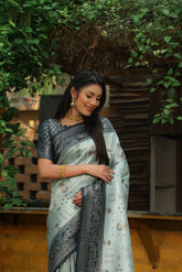 Innovative Soft Silk Zari Weaving Green Color Saree